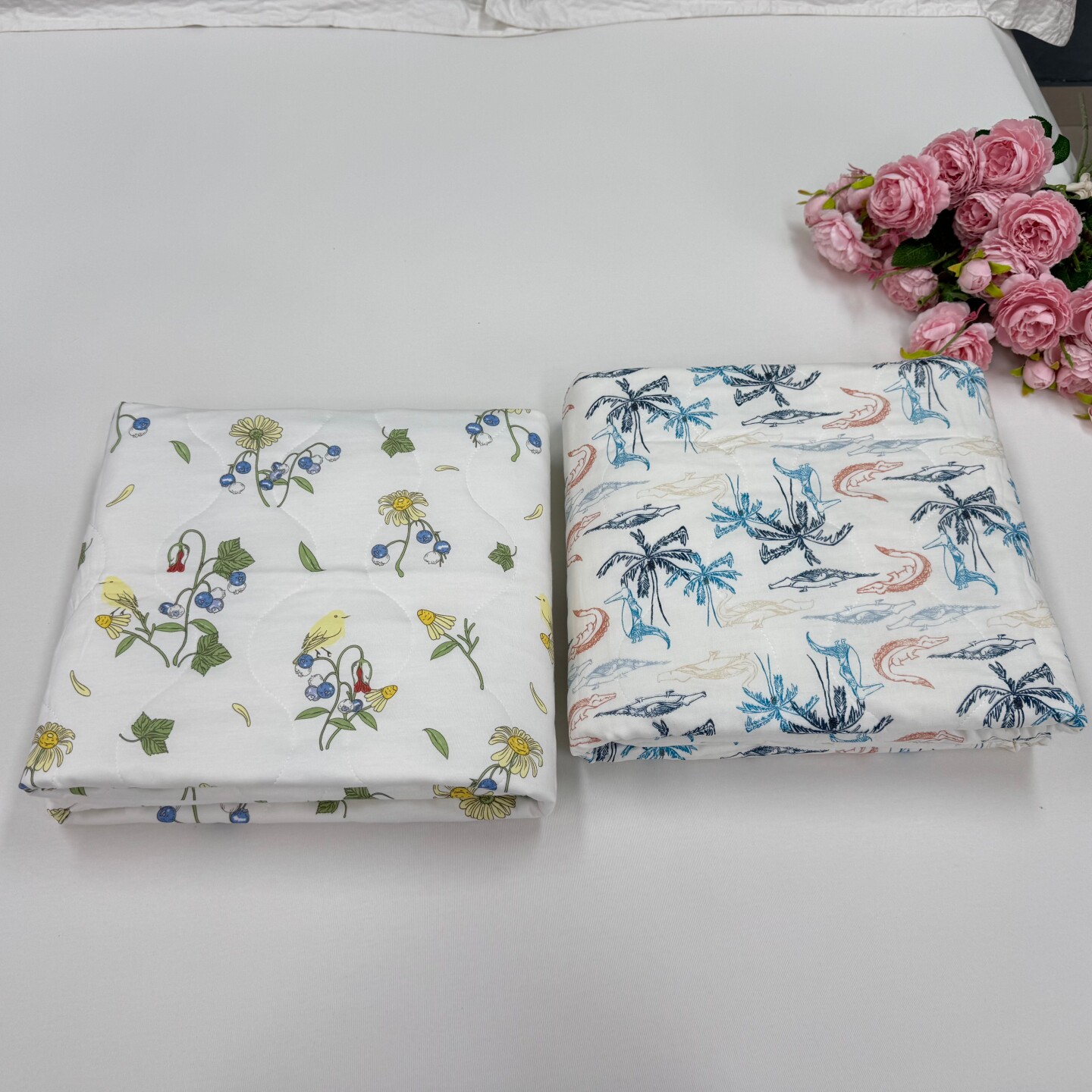 加拿大轻奢品牌婴儿被子竹棉纱布夹棉盖毯盖被沙滩小鳄四季余料