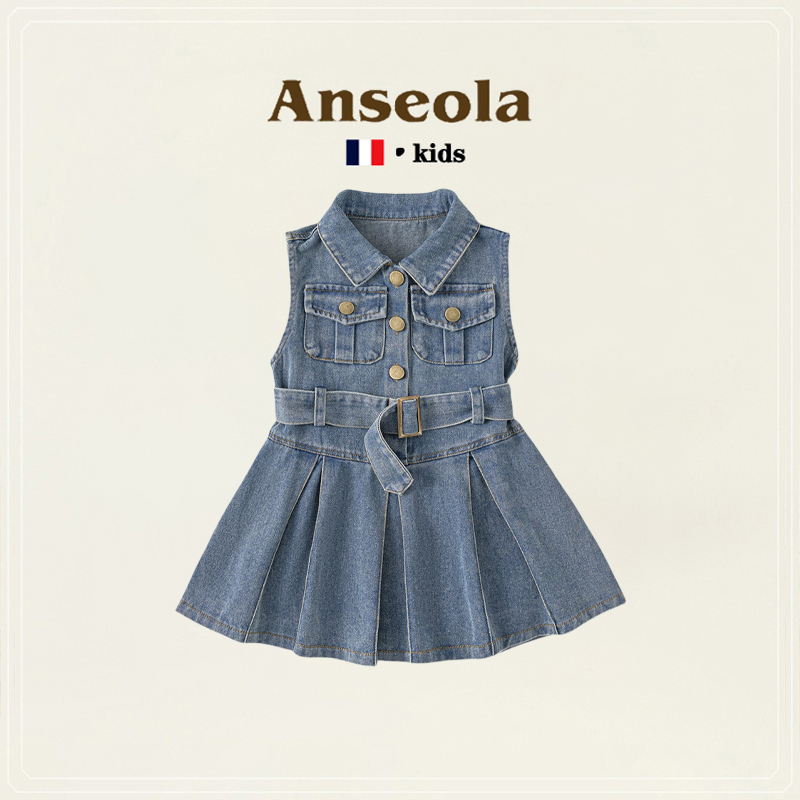 法国ANSEOLA牛仔连衣裙新款女童