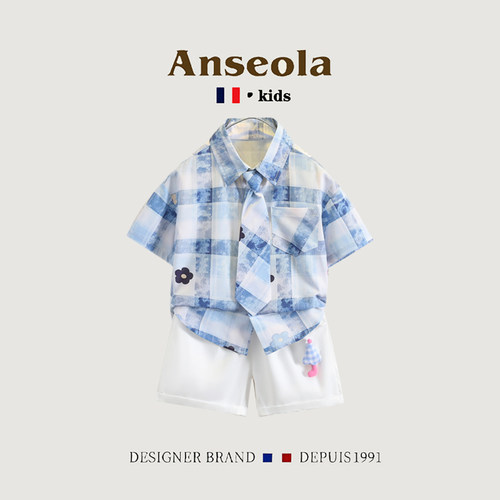 ANSEOLA男童夏季格纹两件套