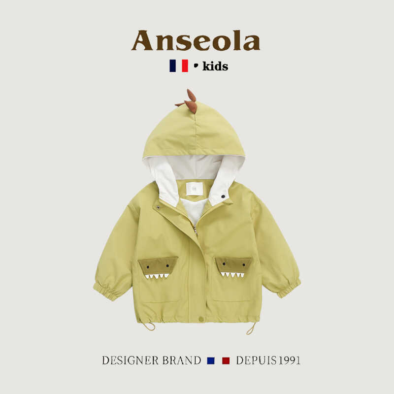 法国ANSEOLA女童外套秋冬休闲可爱卡通连帽小女孩防风衣夹克童装