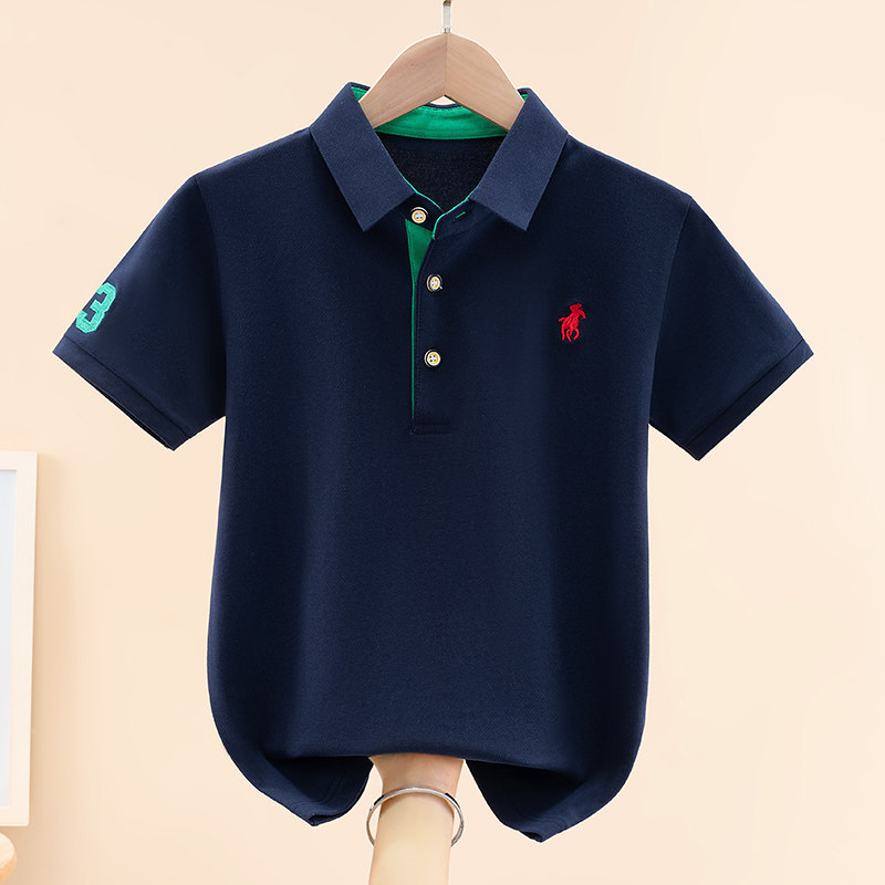 儿童短袖t恤男童夏装2026新款中大童男孩纯棉POLO衫翻领上衣春秋