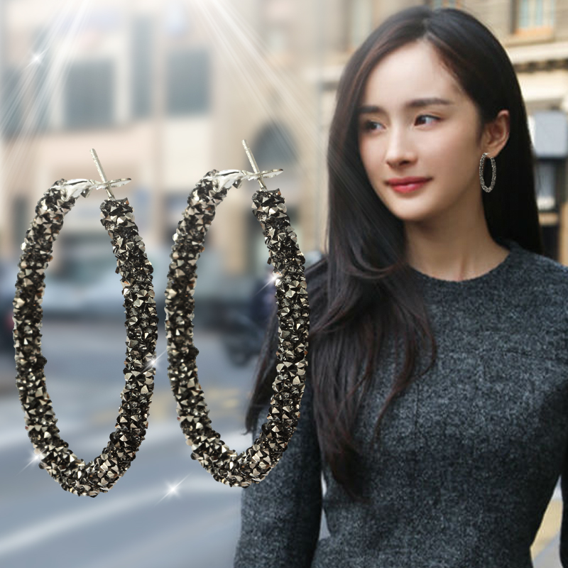 甜美时尚红色黑色圈圈圆环潮耳环