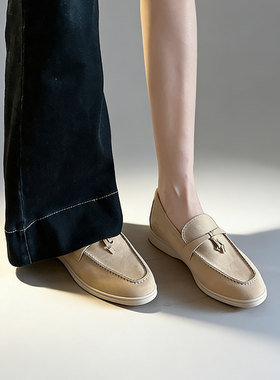 小个子内增高5厘米老钱风乐福鞋女真皮法式吊坠英伦通勤lp小皮鞋