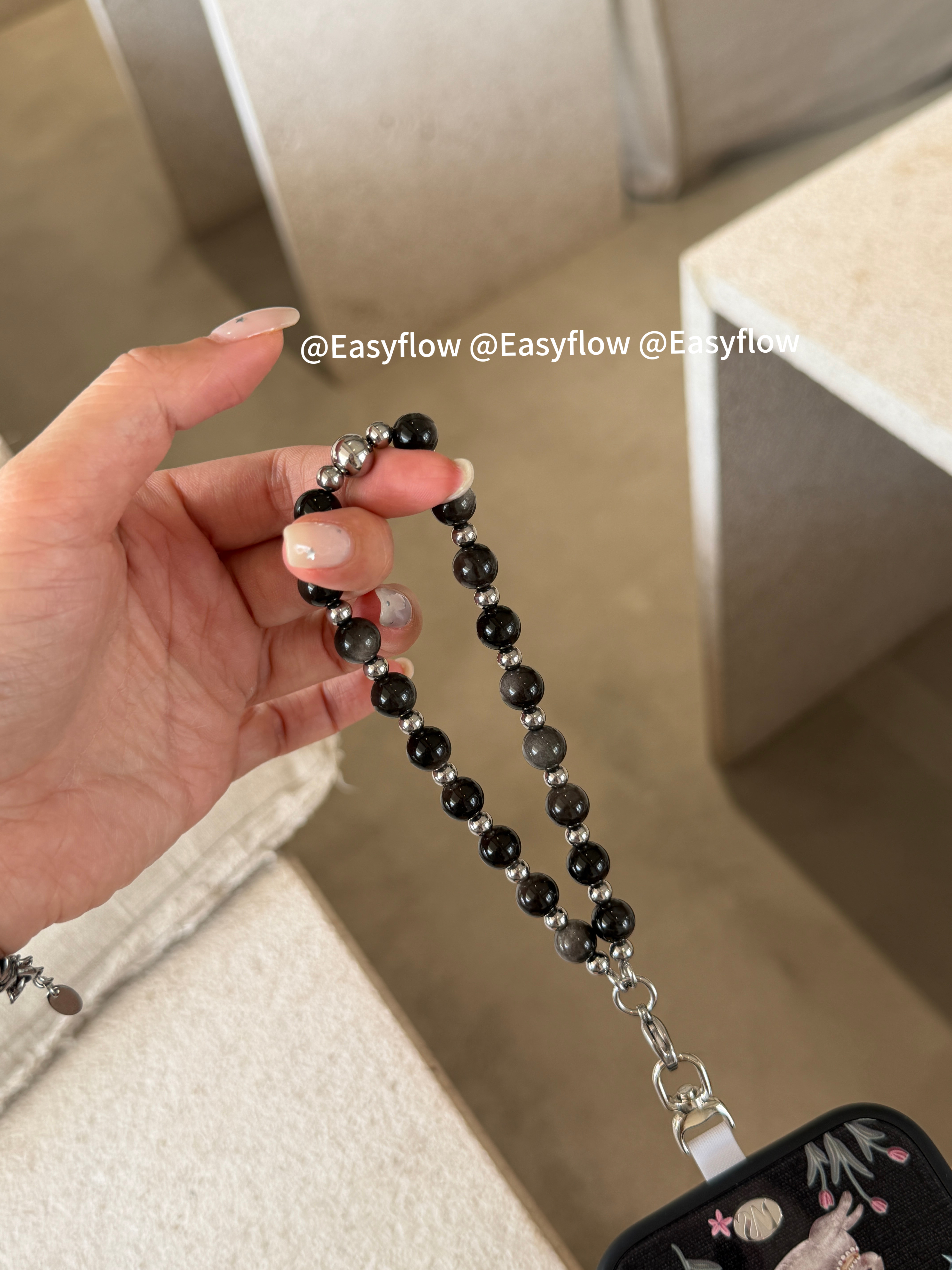 Easyflow|钛钢链系列 星曜夜猫眼 钛钢链串珠手机链手机挂绳