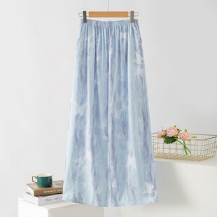 棉绸睡裤女夏季薄款人造棉阔腿裤防蚊裤沙滩裤家居九分单裤长裤子