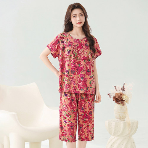 夏季可外穿棉绸家居服套装女士