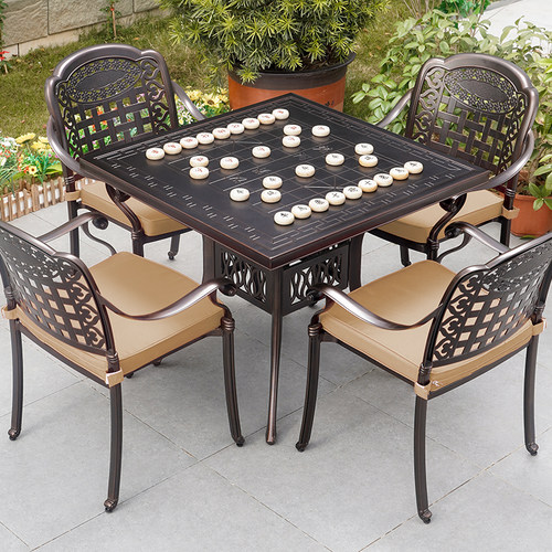户外桌椅庭院铸铝象棋茶桌椅组合