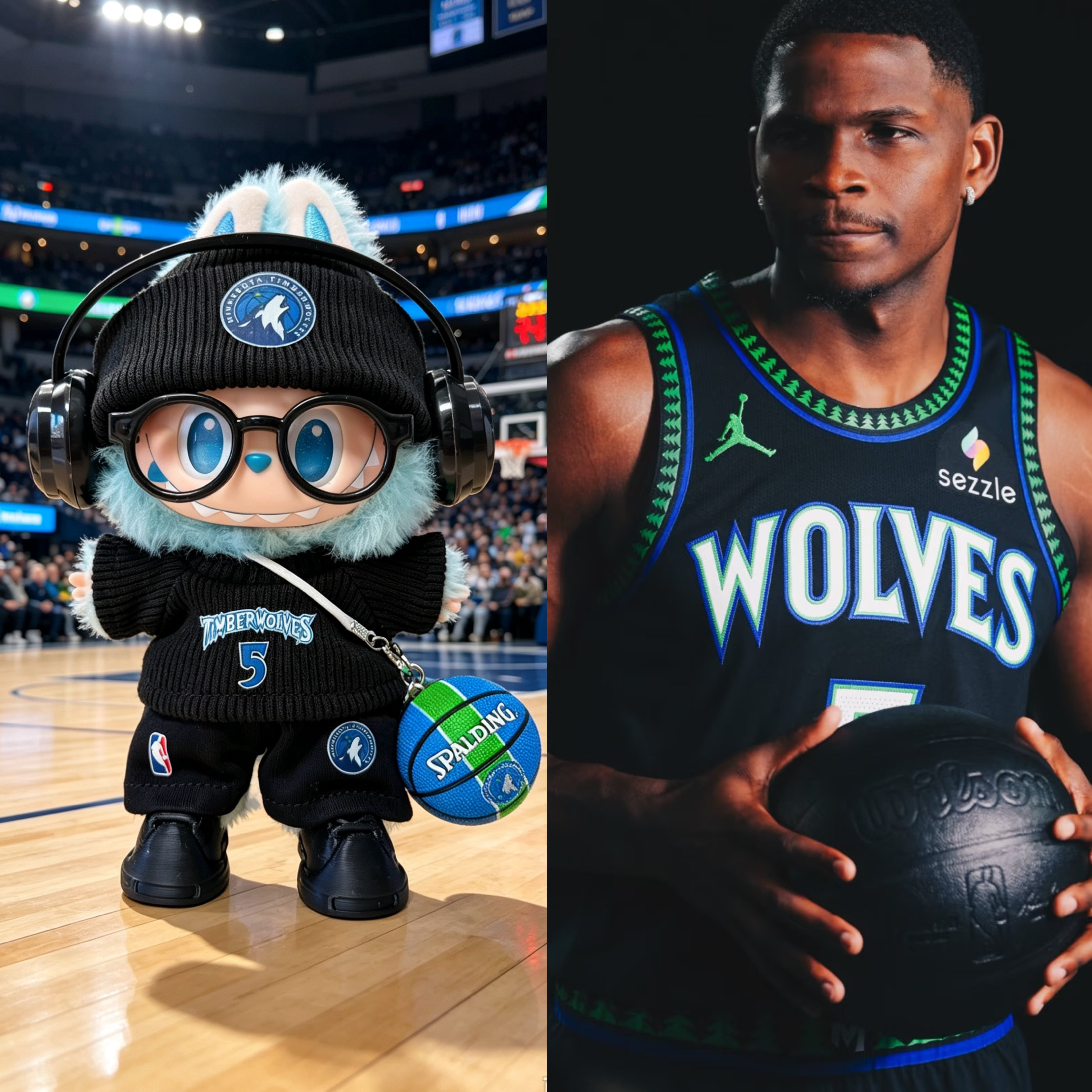 NBA森林狼爱德华兹正版labubu娃衣套装生日节日礼物包车挂件潮玩