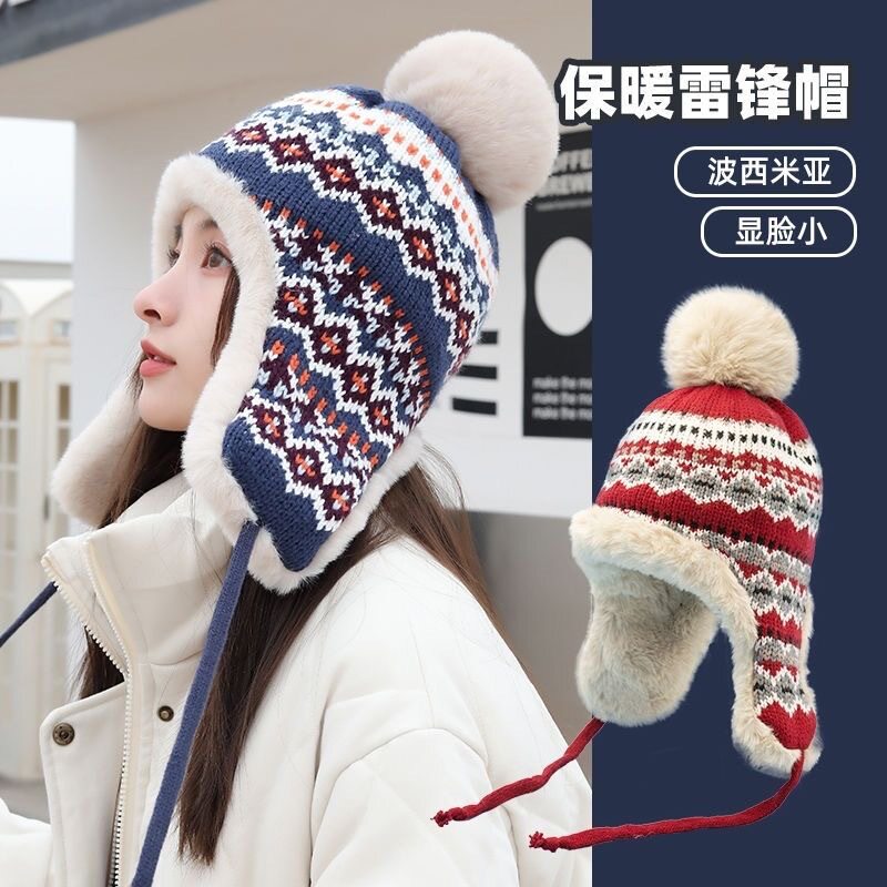 毛线帽子女韩版复古可爱百搭显脸帽子