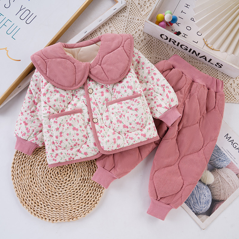 秋季冬季男童女童棉衣棉裤夹棉套装儿童宝宝时尚洋气碎花外穿加厚,童装/婴儿装/亲子装,套装,淘宝优惠券,粉丝福利购,淘宝优惠卷