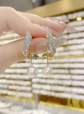 2025年新款潮s925纯银针气质珍珠耳环女高级感流苏耳坠秋冬耳饰