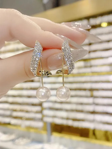 925纯银针一款两戴气质珍珠耳环