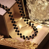 日韩国小众设计感黑色水晶项链女轻奢高级感法式 时尚 锁骨链颈链