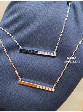 18K金小冰块项链几何一字