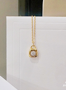 小金锁泡泡钻石项链个性