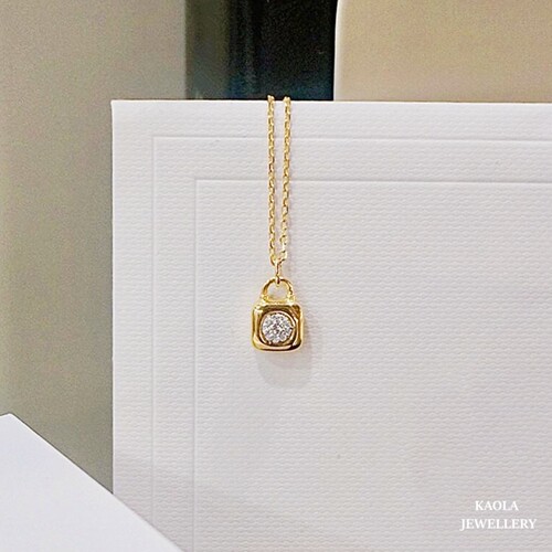 小金锁泡泡钻石项链个性
