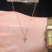 日本ΑΗKAИ十字架项链女挚爱18.K星光镶钻锁骨链纯银气质高级潮