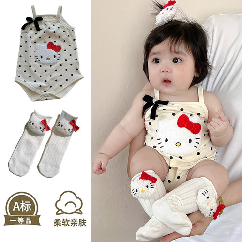 可爱小公主吊带包屁衣+袜子套装