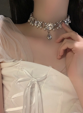 水钻吊坠项链女轻奢闪钻锁骨链