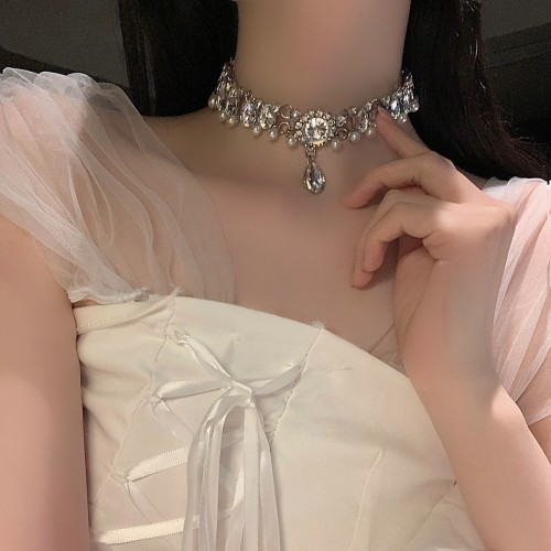 水钻吊坠项链女轻奢闪钻锁骨链