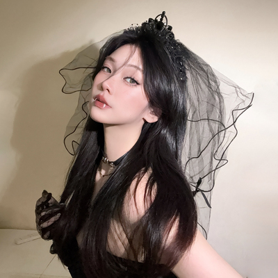 万圣节cos暗黑哥特皇冠头纱发箍