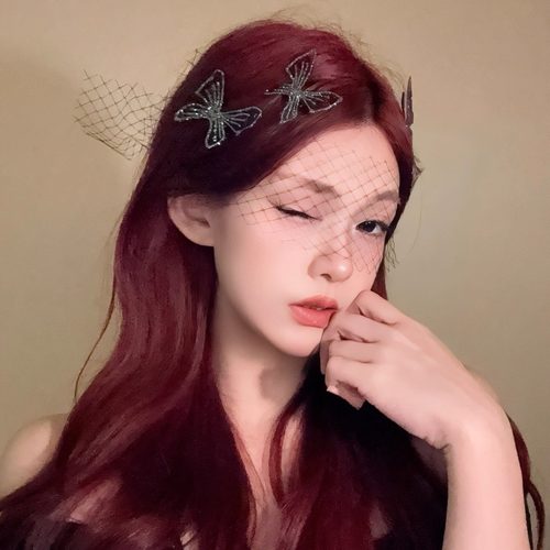 法式新娘头饰复古黑色网纱面纱