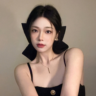 超大号黑色蝴蝶结头饰女夹子发饰后脑勺弹簧夹高级感特大发夹横夹