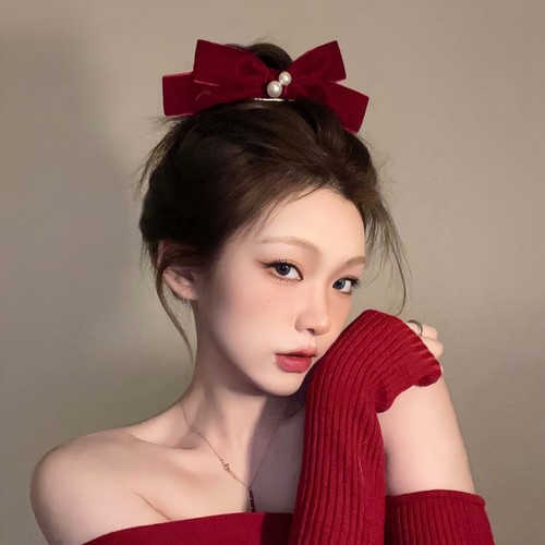 蝴蝶结发夹女珍珠轻奢边夹刘海夹