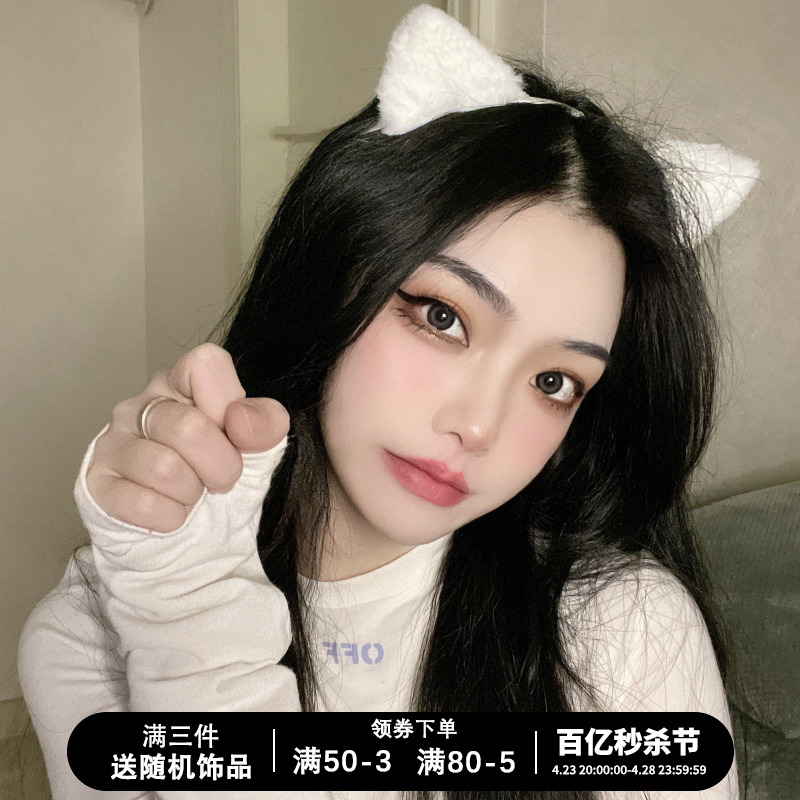 猫咪毛绒头饰发夹可爱头箍猫耳朵