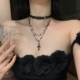 黑色十字架choker女长款 叠戴y2k项链配饰女高级感锁骨链甜酷颈链