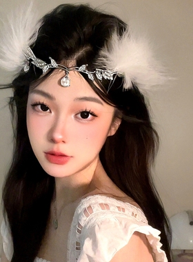 羽毛额饰头饰眉心坠新娘古风异域风情少数民族发饰仙气精灵生日