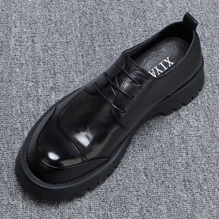 厚底正装皮鞋男款年轻人通勤商务牛皮鞋2026春季新款系带德比鞋男