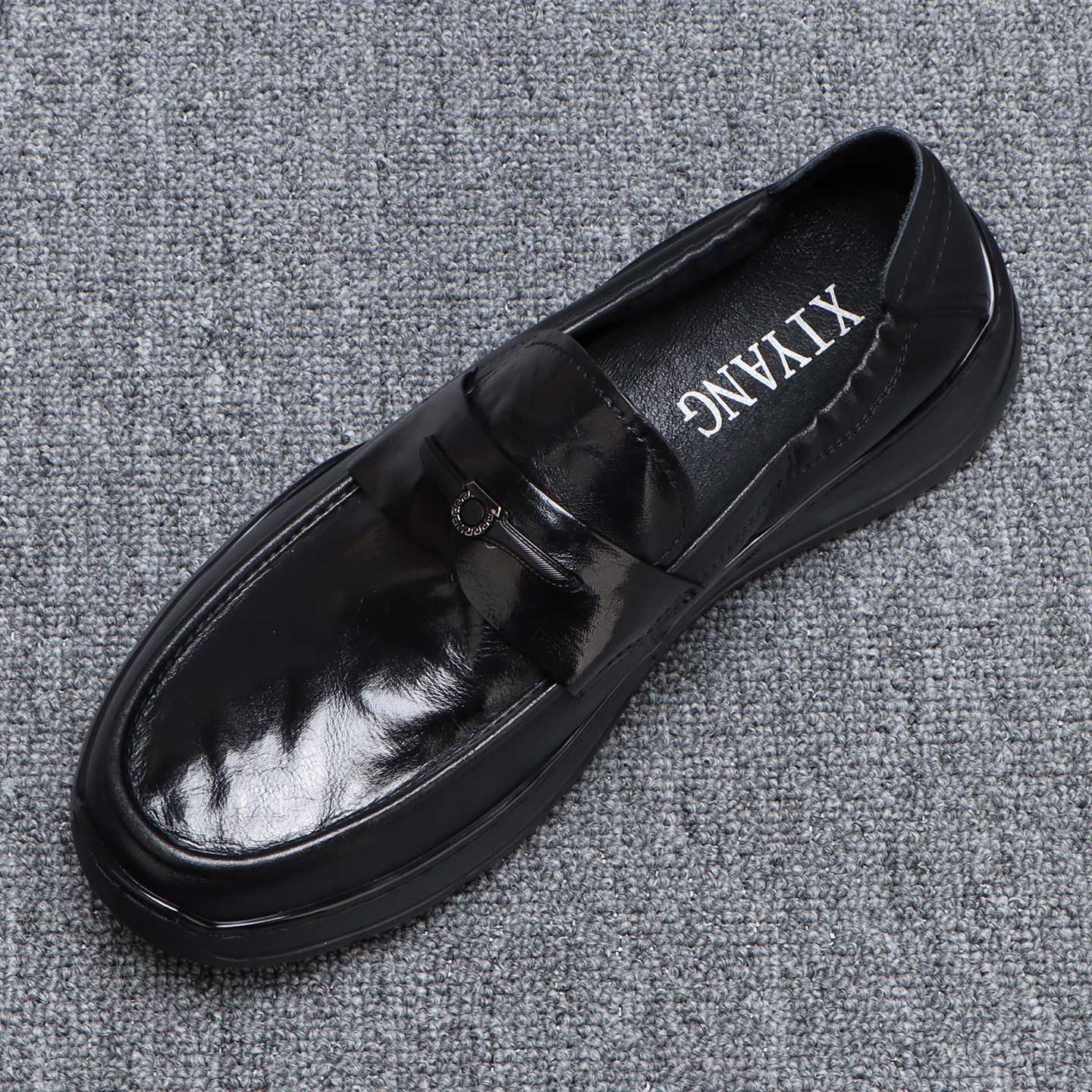 一脚蹬皮鞋男款真皮百搭黑色商务休闲男鞋春季2026新款牛皮豆豆鞋