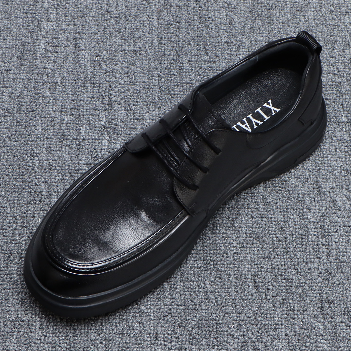 男士皮鞋2026春季新款软底百搭系带商务休闲男鞋真皮黑色上班鞋子