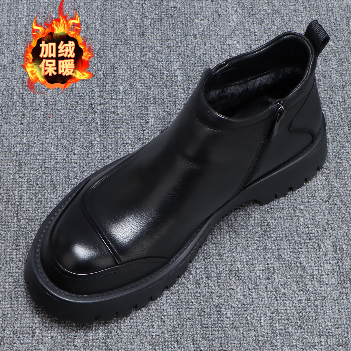 真皮马丁靴男款冬季保暖加绒厚底短靴2025新款英伦风高帮牛皮棉鞋