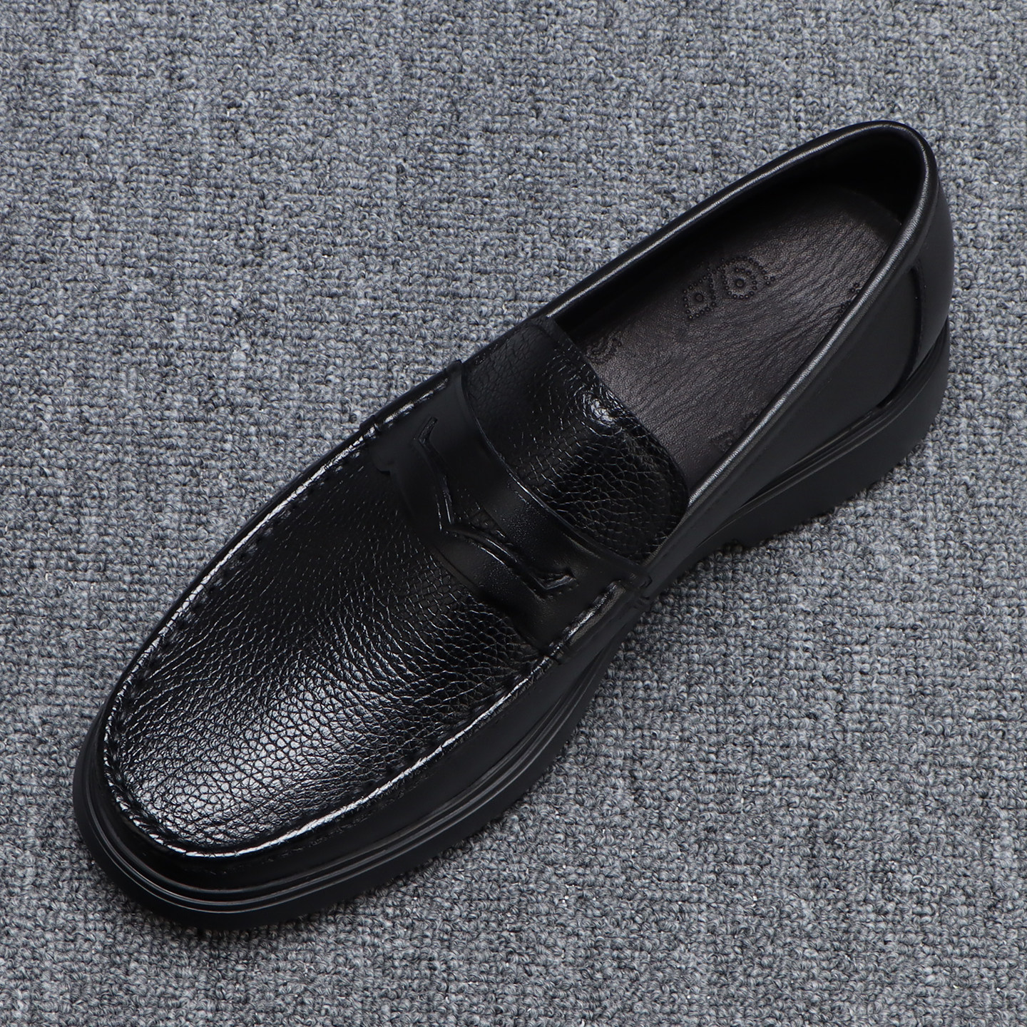 头层牛皮乐福鞋男2026春季新款厚底增高黑色通勤商务休闲皮鞋男款