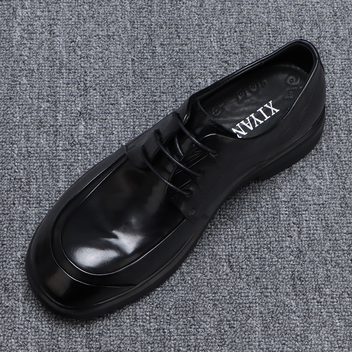 真皮商务休闲皮鞋男2026新款厚底增高通勤百搭黑色德比鞋男款透气