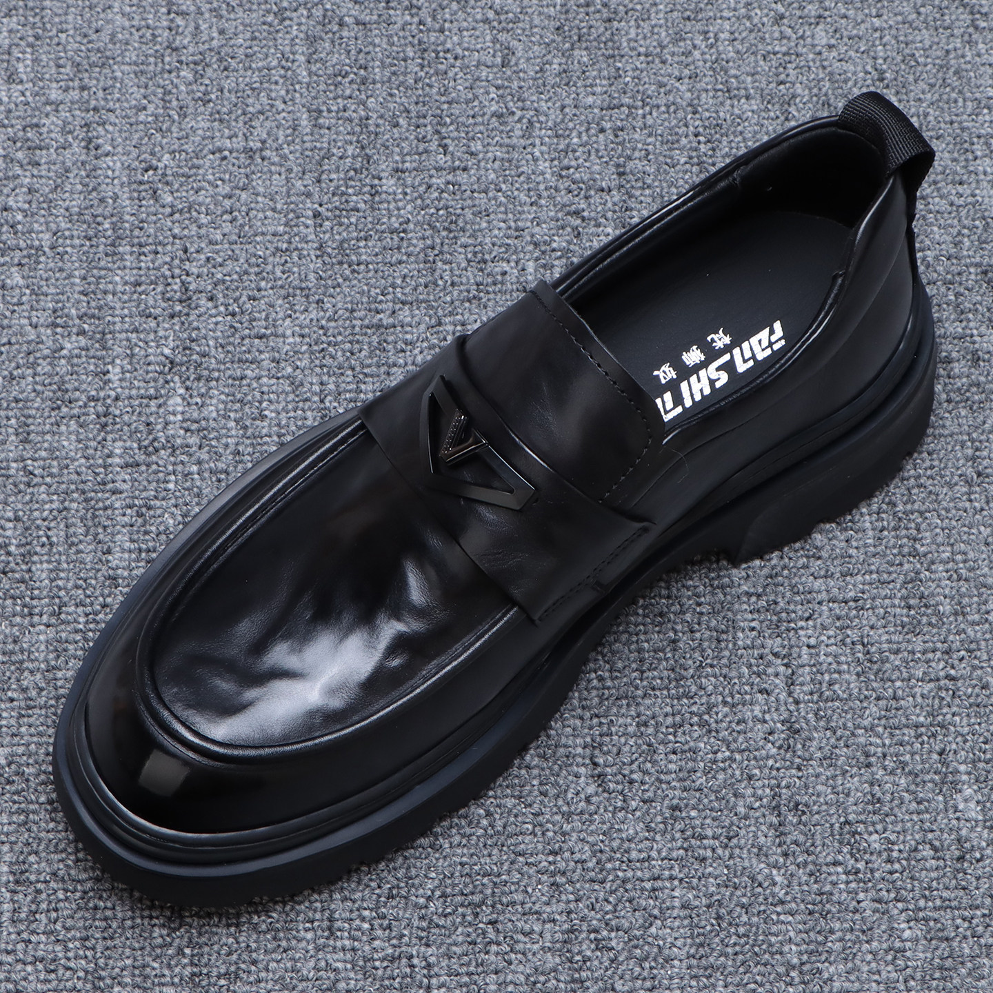 男士真皮厚底一脚蹬商务乐福鞋