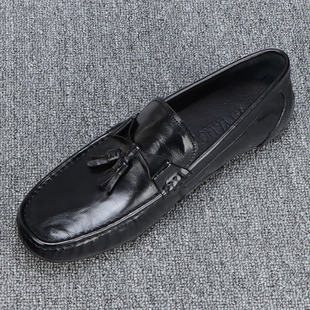 真皮豆豆鞋男2026新款时尚流苏休闲皮鞋男款透气软底软皮开车鞋子