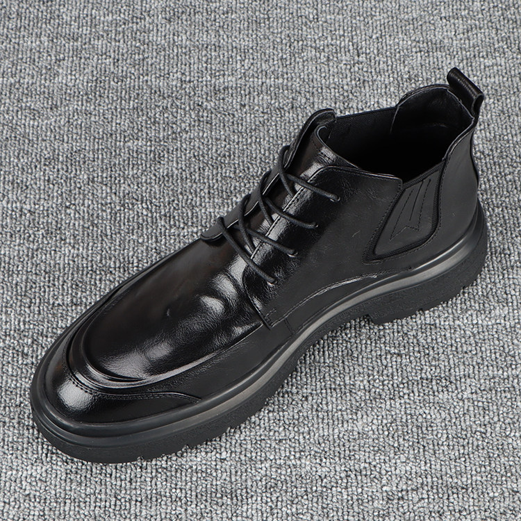 男士冬季鞋2025新款保暖加绒马丁靴男款真皮系带高帮切尔西靴子男