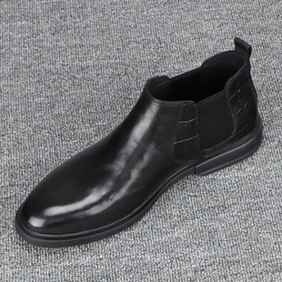 高帮皮鞋男款秋冬2023新款正品英伦风商务休闲鞋真皮男士切尔西靴
