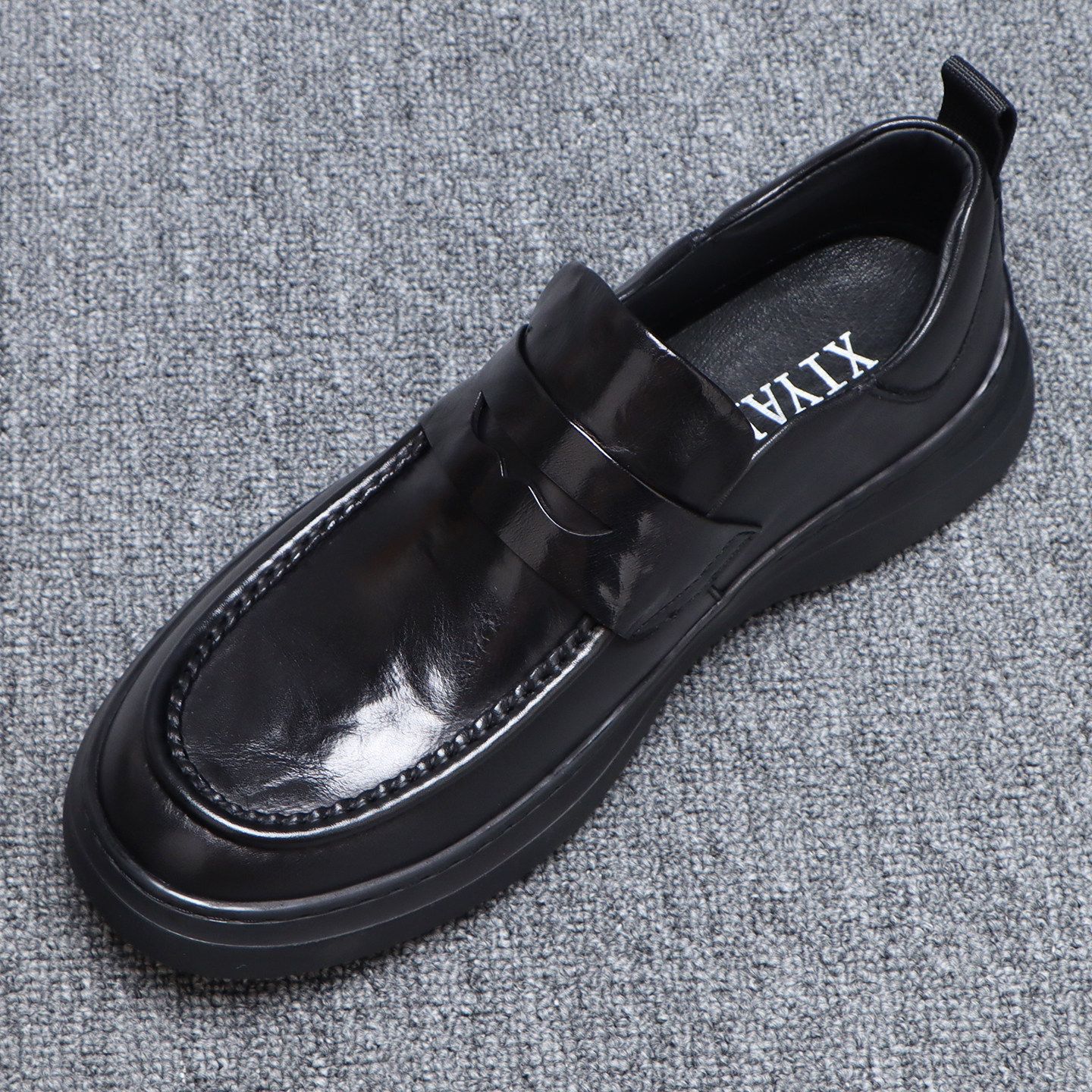 厚底一脚蹬皮鞋男款年轻人百搭商务休闲鞋2025秋季新款软底真皮鞋