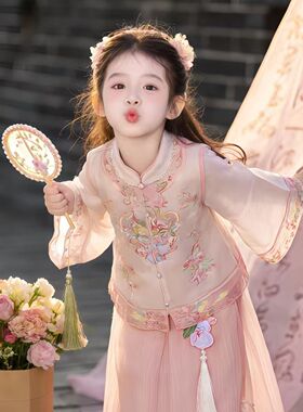 汉服女童夏季儿童演出新中式古风裤子套装女孩国风洋气两件套