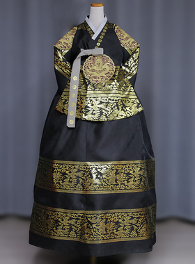 延边顺月定制韩国改良夏季韩服烫金唐衣款公主风婚礼新娘韩服G118