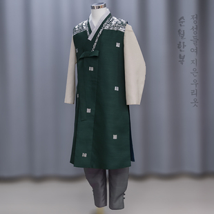 延边定制男装新郎烫银款韩服演出舞台装主持人演讲礼服/E100235