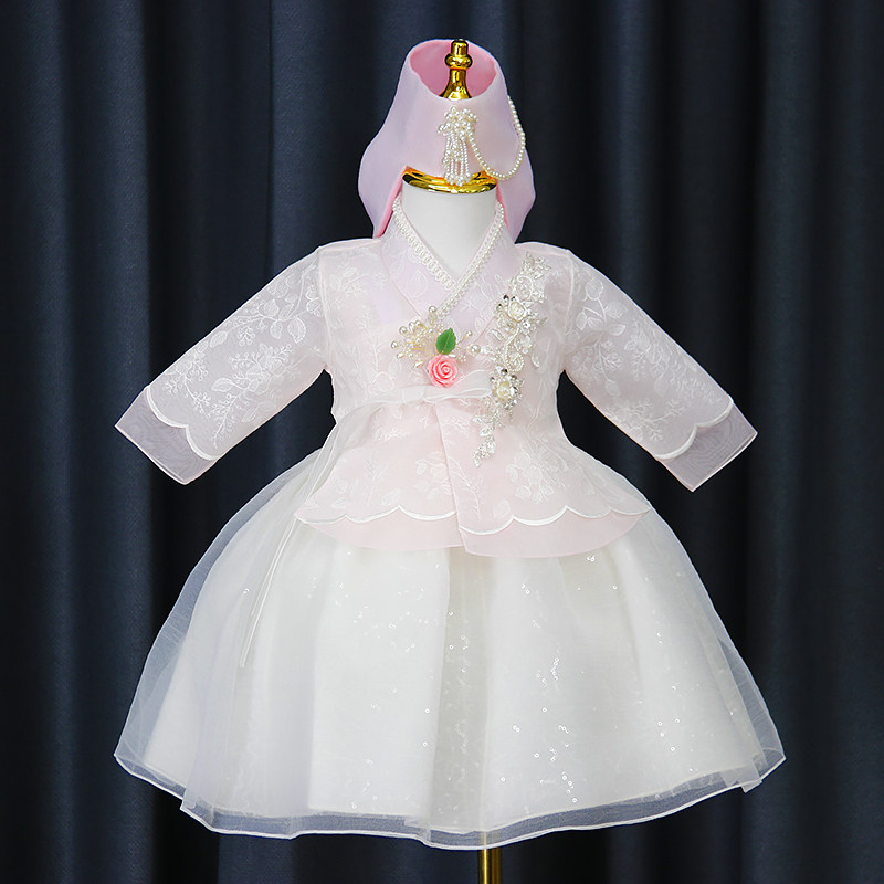 延边朝鲜族定制儿童童装韩服韩版民族小女孩洋气女童花童蓬蓬套装