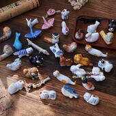 浅瑾秋秋 创意卡通陶瓷筷子架筷托筷枕小猫猫头鹰鲸鱼猫咪笔架