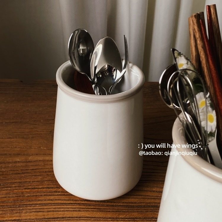 浅瑾秋秋 日式简约陶瓷收纳罐餐具收纳筒厨房工具收纳筷子筒花瓶,收纳整理,桌面收纳盒,淘宝优惠券,粉丝福利购,淘宝优惠卷