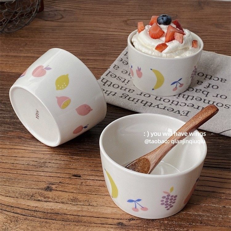 浅瑾秋秋 ins风韩式陶瓷冰淇淋碗家用雪糕甜品碗可爱减肥小碗餐具