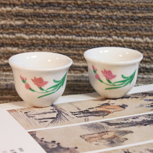 70年代白酒小酒盅 花卉酒杯 茶杯怀旧道具摆设民俗影视道具老物件